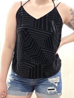 Buddy Love Black Geometric Tank Top Size Small| Textured Y2K Unique